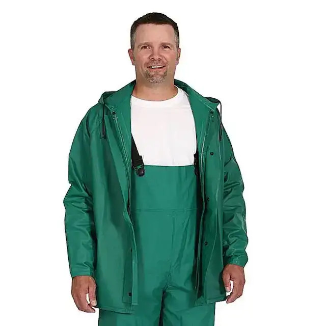 industrial chemical resistant rain jacket ASTM F739-07 double PVC acid protection