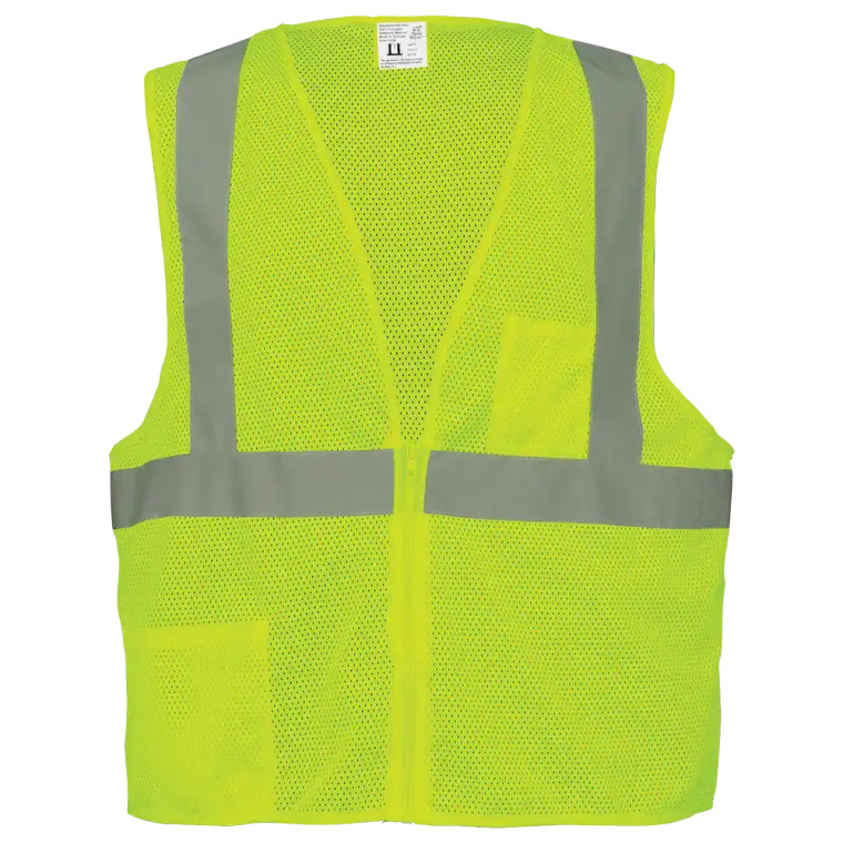 High-visibility construction safety vest with zipper front