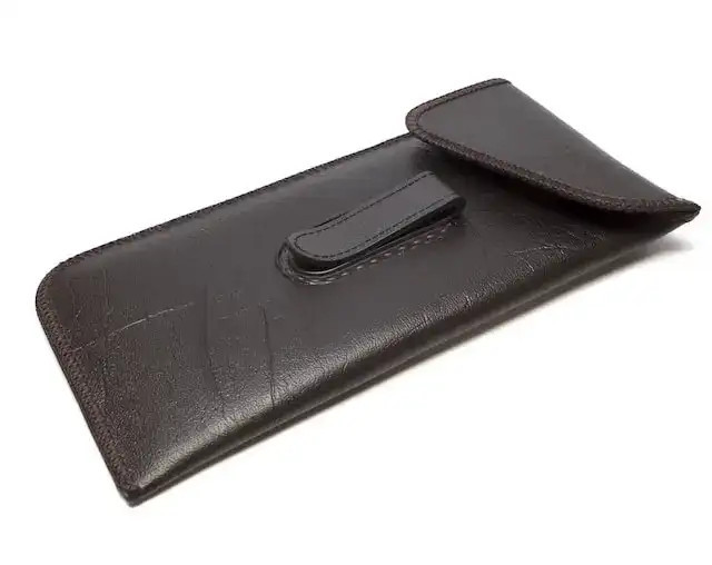 Durable safety glasses pouch with belt clip