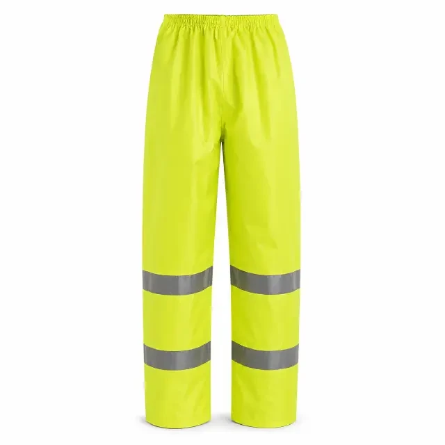 ANSI Class E hi-vis rain pants with 3M reflective striping for wet weather work
