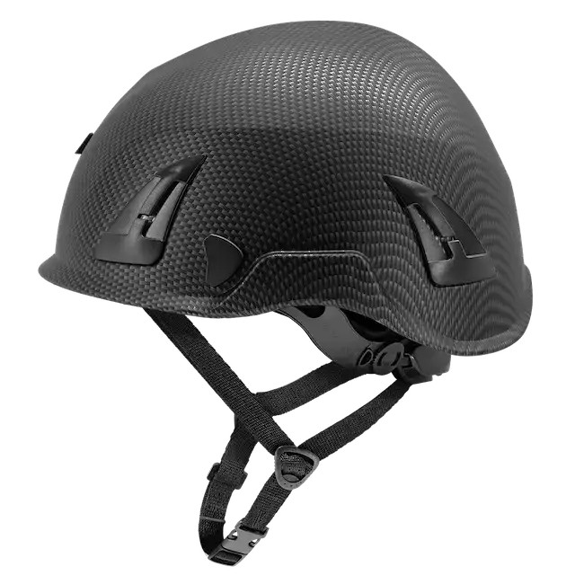 Front view of the Bullhead Safety Climbing Style Helmet in Black Graphite, featuring a sleek, low-profile design for at-height work and industrial safety