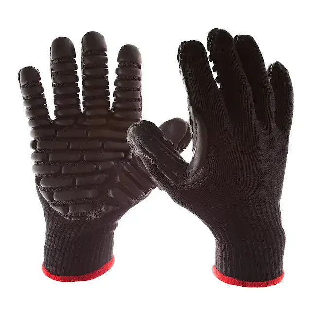 Anti-vibration work gloves protecting hands from power tool vibration