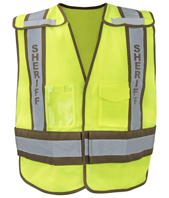 Sheriff breakaway reflective safety vest for high visibility traffic control and roadside work