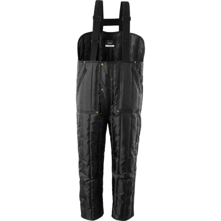 Black Quilted Freezer Bib Overalls