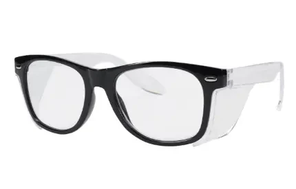 Bouton Optical Commuter auto focus reader safety glasses with clear lens, black frame, and side shields