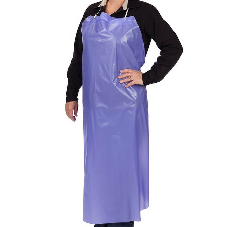 Blue vinyl aprons 36x48 disposable 12 pack