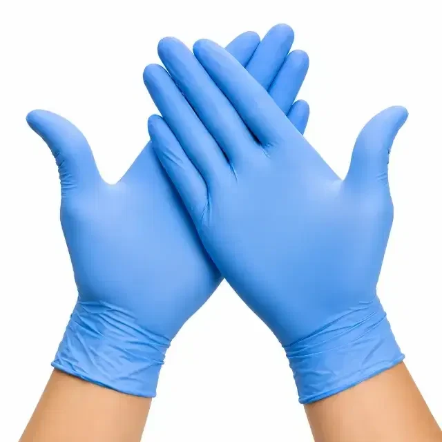 Blue nitrile exam gloves powder-free medical and industrial use