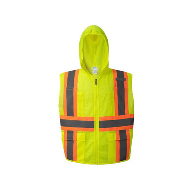 Hooded Hi-Vis Safety Vest | ANSI Class 2, UPF 15+