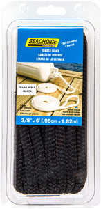 Seachoice Double Braided Nylon Fender Line (2 Per Pack) 3/8" X 6' (BLK)