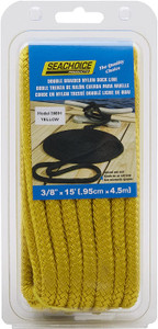 SEACHOICE DOUBLE BRAIDED NYLON DOCK LINE 3/8"X15' (YELLOW)