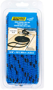 SEACHOICE DOUBLE BRAIDED 100% MFP 3/8"X15' (BLUE/BLK)