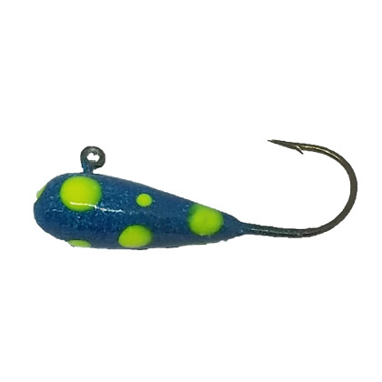 POLKA DOT JIG 570 SPARKLE BLUE BASE/ YELLOW DOTS 1/4OZ (4 IN PKG)