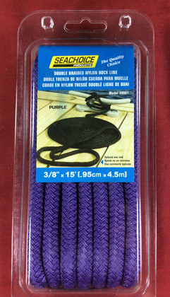 SEACHOICE DOUBLE BRAIDED NYLON DOCK LINE 3/8" X 15' (PURPLE)