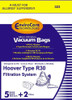Hoover R30 Bags (pack of 5) & 2 Filters HEPA Allergy Filtration Hoover R30 Bags (pack of 5) & 2 Filters HEPA Allergy Filtration