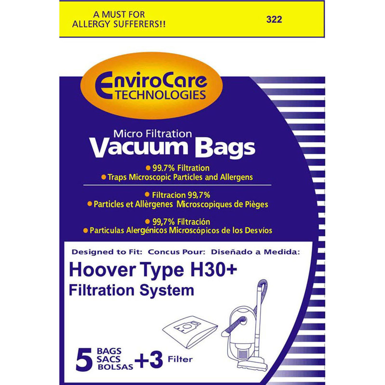 Hoover Generic HEPA H30 Bags (pack of 5) 322 Bank's Vacuum Corporation Hoover Generic HEPA H30 Bags (pack of 5) 322 Bank's Vacuum Corporation