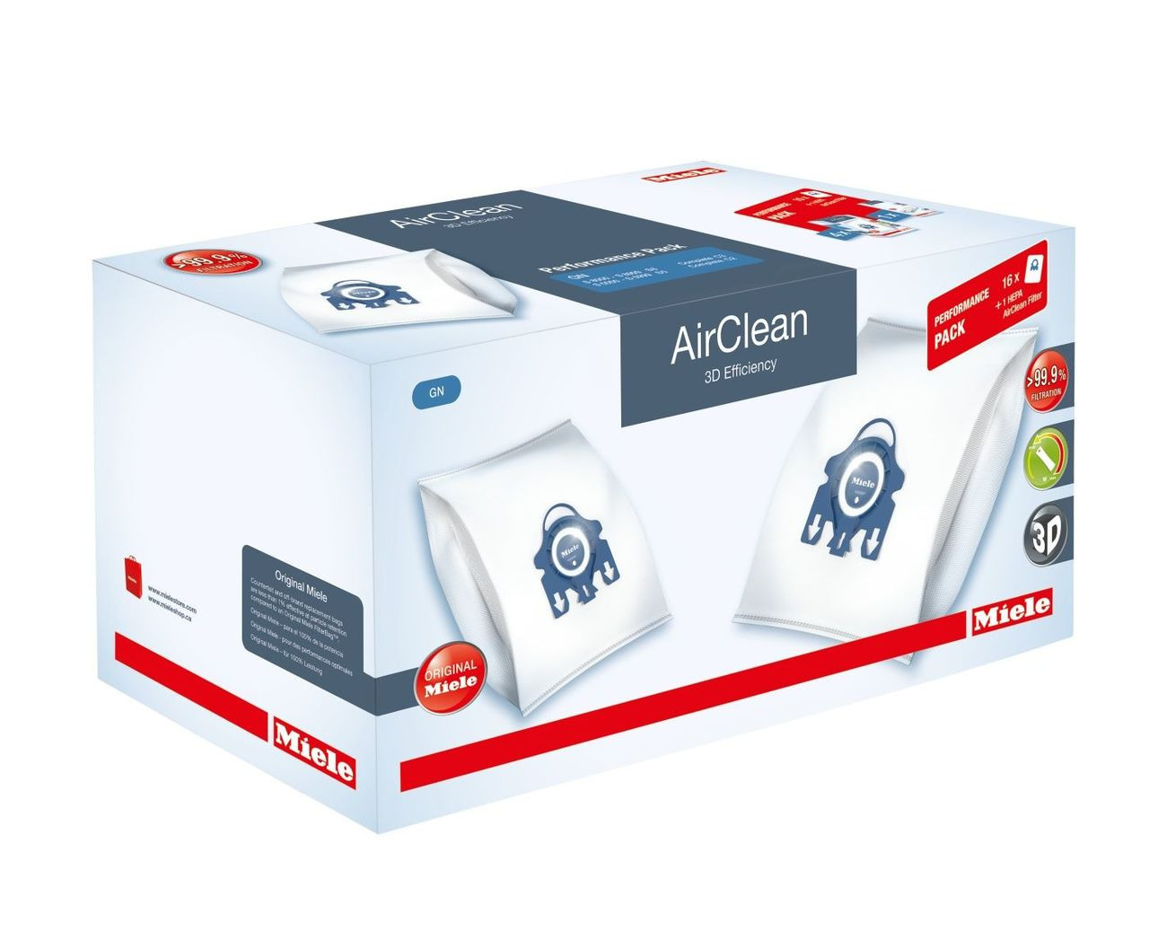 Miele Performance Pack - AirClean 3D Efficiency FilterBags Type GN + HA30  Hepa Filter