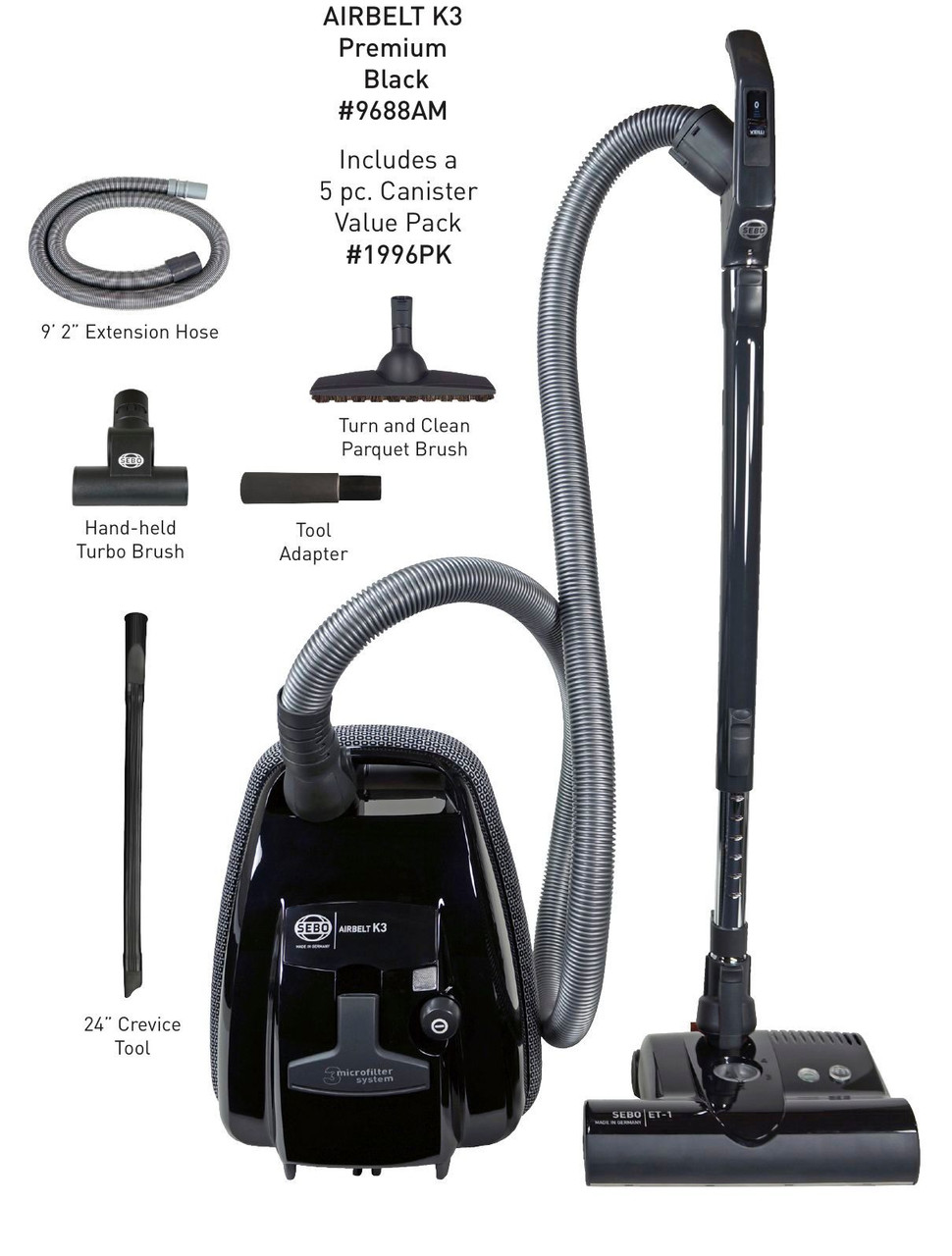 最大5000円OFFクーポン Airbelt K3 9689AM Mid-Size Canister Vacuum Cleaner 掃除機 with  1250-Watt Motor Swivel Casters VAri