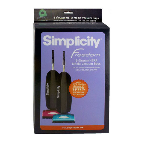 Simplicity Freedom HEPA Media Vacuum Bags (6 Pack) SLH-6