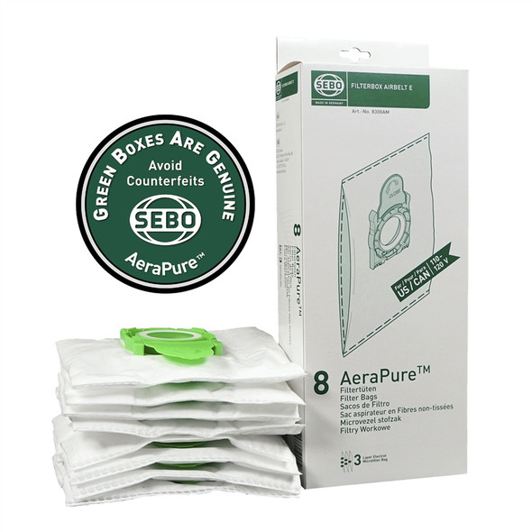 SEBO AIRBELT E Filter Bag Box (8 Pack) 8300AM
