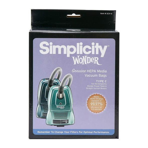 Simplicity Wonder HEPA Media Type C Vacuum Bags (6 Pack) SCH-6