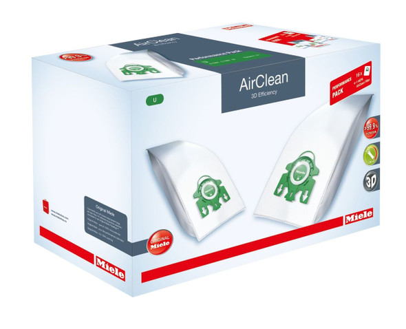 Miele U Performance Pack AirClean 3D Efficiency - 16 Vacuum Bags & HA30 HEPA Filter in Packaging