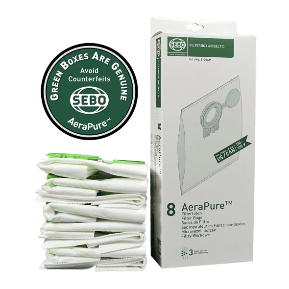 SEBO AIRBELT D Filter Bag Box (8 Pack) 8120AM