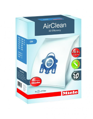 Miele Type GN AirClean 3D Efficiency Vacuum Bags 4 Bags & 2 Filters 10123210