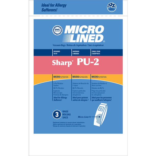Sharp Generic PU2 Bags 3Pk Micro Filtration