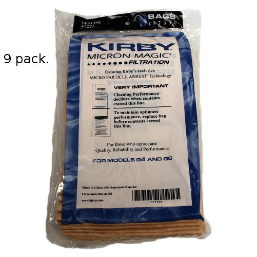Kirby G4-G6 Bags Micron Allergy Filtration (pack of 9) 197394