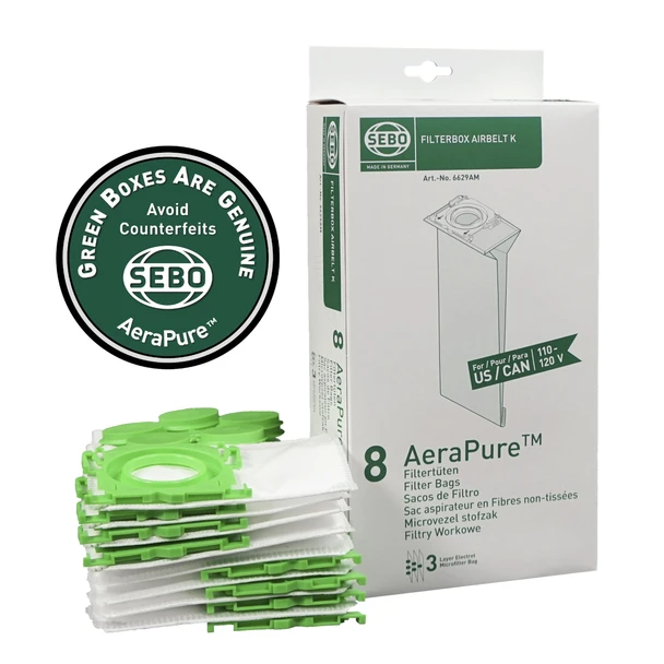 SEBO Filter Bag Box K (8 Pack) 6629AM