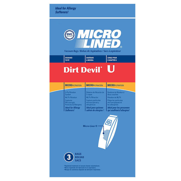Dirt Devil Standard Filtration Generic U Bags (pack of 3) 3920047001