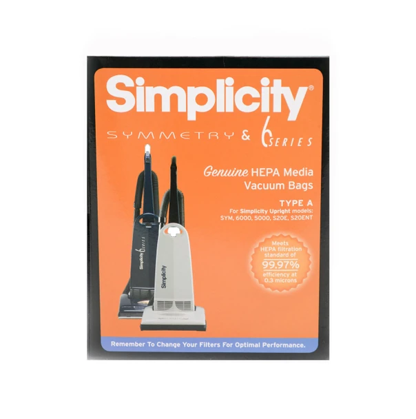 Simplicity HEPA Media Bags for Allergy Upright and Symmetry (6 Pack) SAH-6