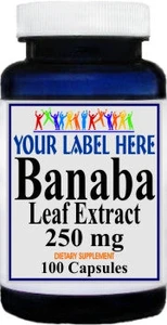 Private Label Banaba Leaf Extract 250mg 100caps Private Label 12,100,500 Bottle Price