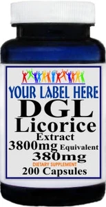Private Label DGL Licorice Extract 3800mg 200caps Private Label 12,100,500 Bottle Price
