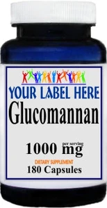 Private Label Glucomannan 1000mg 180caps Private Label 12,100,500 Bottle Price