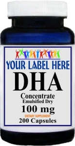 Private Label DHA Fish Oil (Emulsified Dry) 100mg 200caps Private Label 12,100,500 Bottle Price