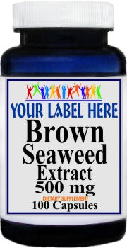 Private Label Brown Seaweed Extract 500mg 100caps or 200caps Private Label 12,100,500 Bottle Price