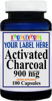Private Label Activated Charcoal 900mg 100caps or 200caps Private Label 12,100,500 Bottle Price