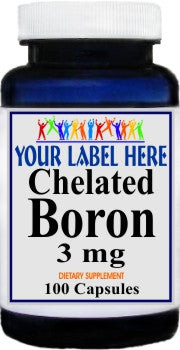 Private Label Chelated Boron 3mg 100caps or 200caps Private Label 12,100,500 Bottle Price