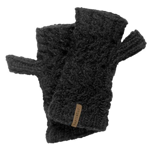 Nepal Handmade Wool Mika Fingerless Mitten Black View