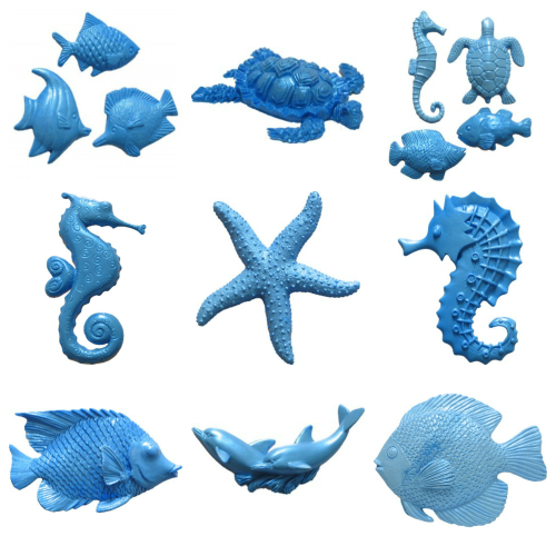 First Impressions Molds Fisch-Silikonform A206 – 7 Mulden, Lebensmittelecht, Für Fondant, Seife, Kerzen & Mehr