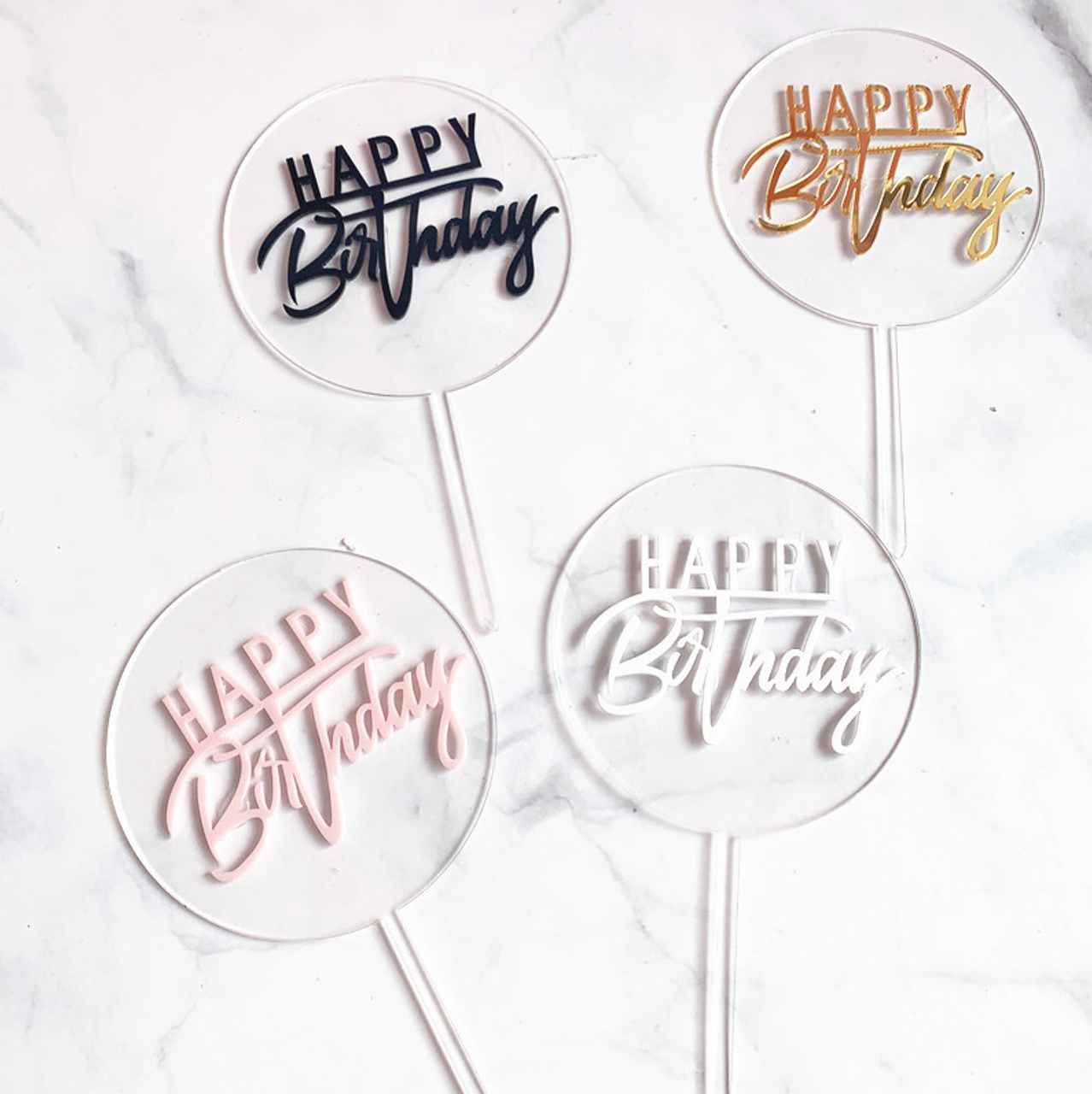 Happy Birthday Clear Acrylic Cake Toppers