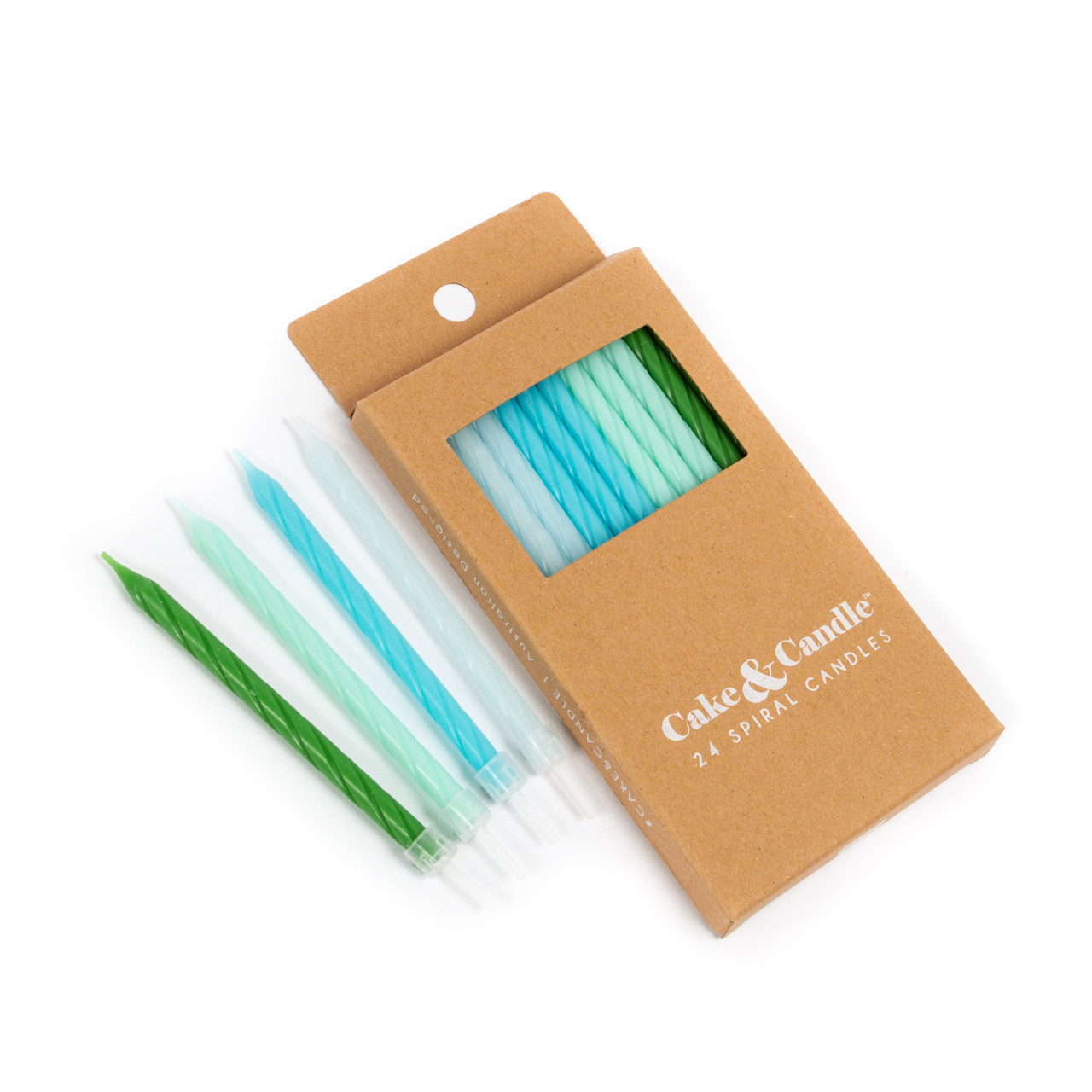 Spiral Candles Blue to Green 24pc