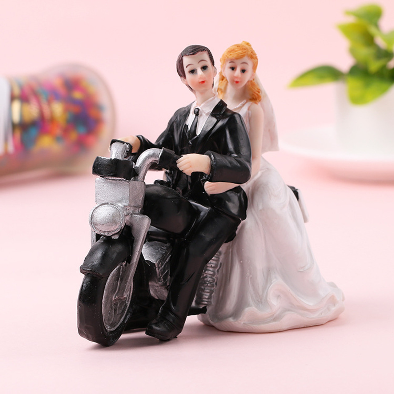 Motorcycle Themed Wedding Cake Top | Biker Wedding Cake Top