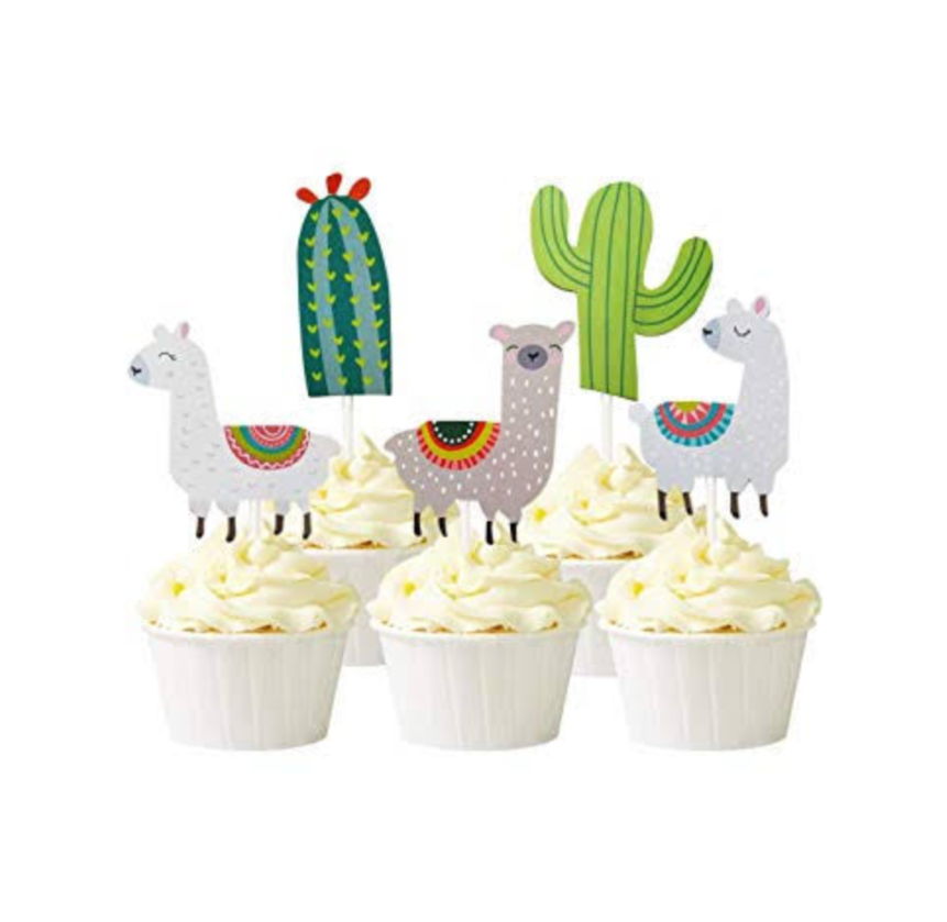 48 Stück Alpaka & Kaktus Tortendeko – Cake Topper Set Für Kindergeburtstag, Baby Shower & Parties
