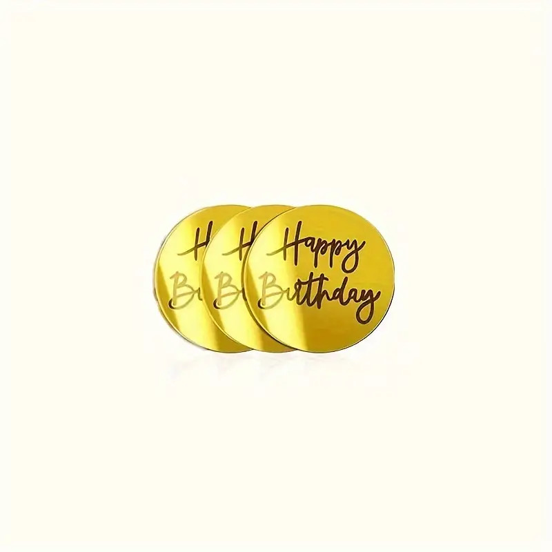 Acrylic Cupcake Toppers 'Happy Birthday' Gold Bake and Deco Warehouse
