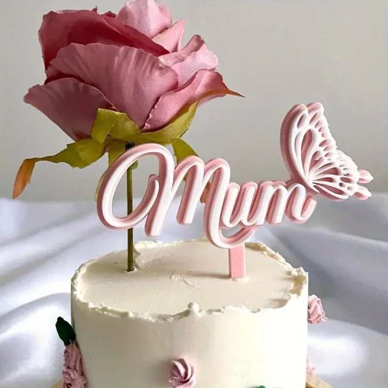 'Mum' Butterfly Acrylic Cake Topper - Bake and Deco Warehouse