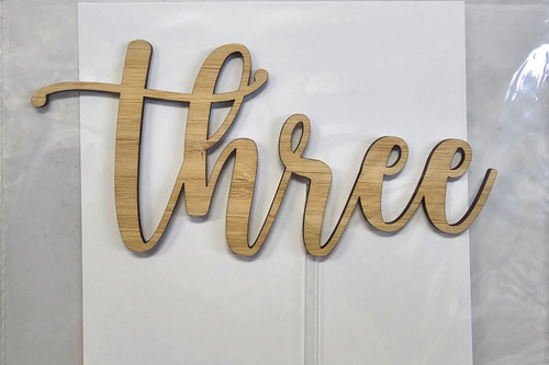 Cake Topper- Number Three- Bamboo