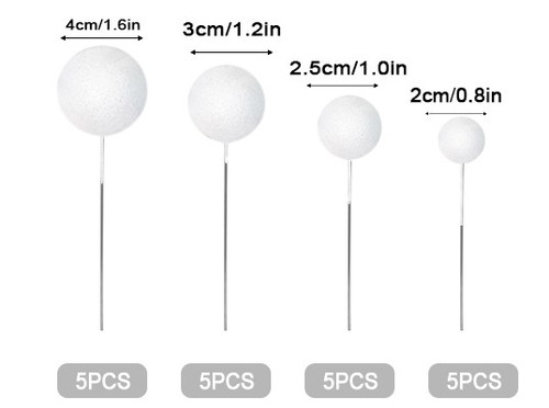 Glitter White Cake Topper Balls-20Pcs Glitter White Cake Topper Balls-20Pcs