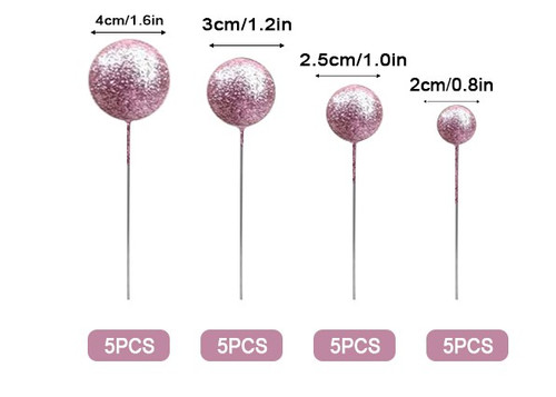 Baby Pink Glitter Cake Topper Balls-20pc Baby Pink Glitter Cake Topper Balls-20pc